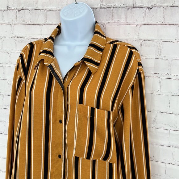 Wild Fable mustard yellow striped long sleeve shirt size 2XL - Picture 7 of 14